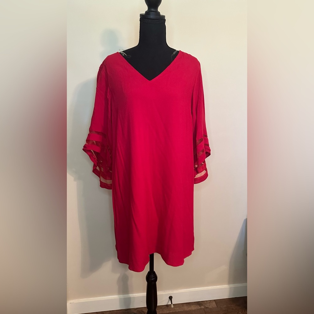 Umgee Red Bell Sleeve Tunic Top